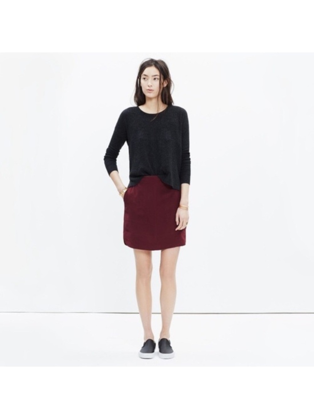 Madewell Silk Distance Mini Skirt Burgundy Pull On Size Medium